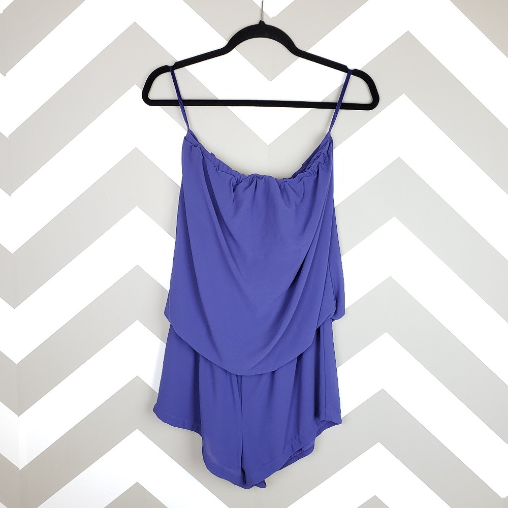 Naked Zebra Acai Purple Strapless Romper Medium